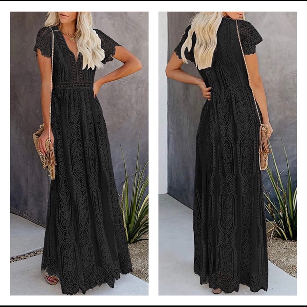 NWTShort Sleeve Floral Lace Wedding Dress Bridesmaid Cocktail Party MaxiDress
